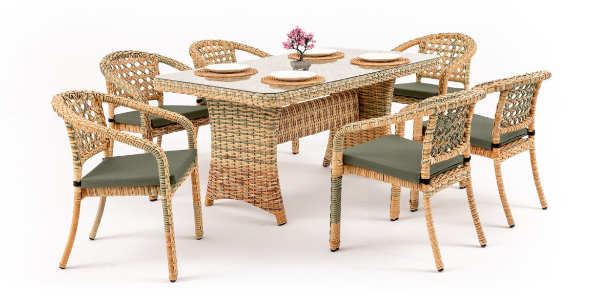 Ysl Rattan LİMA BERLİN RATTAN 6’LI MASA TAKIMI – Hayal Concept & Hayal Garden